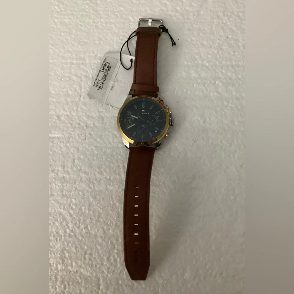 Tommy Hilfiger Men's Brown Quartz Stainless Steel and Leather Strap Casual Watch